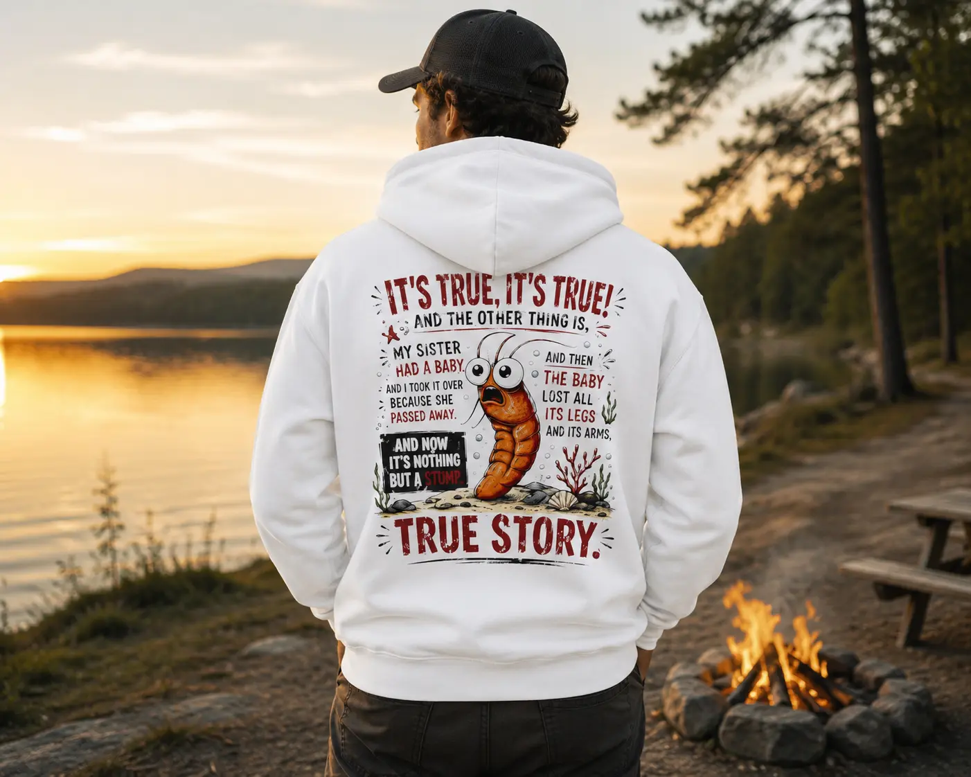 'True Story' Funny  Sharktale's Shrimp Graphic Pullover
