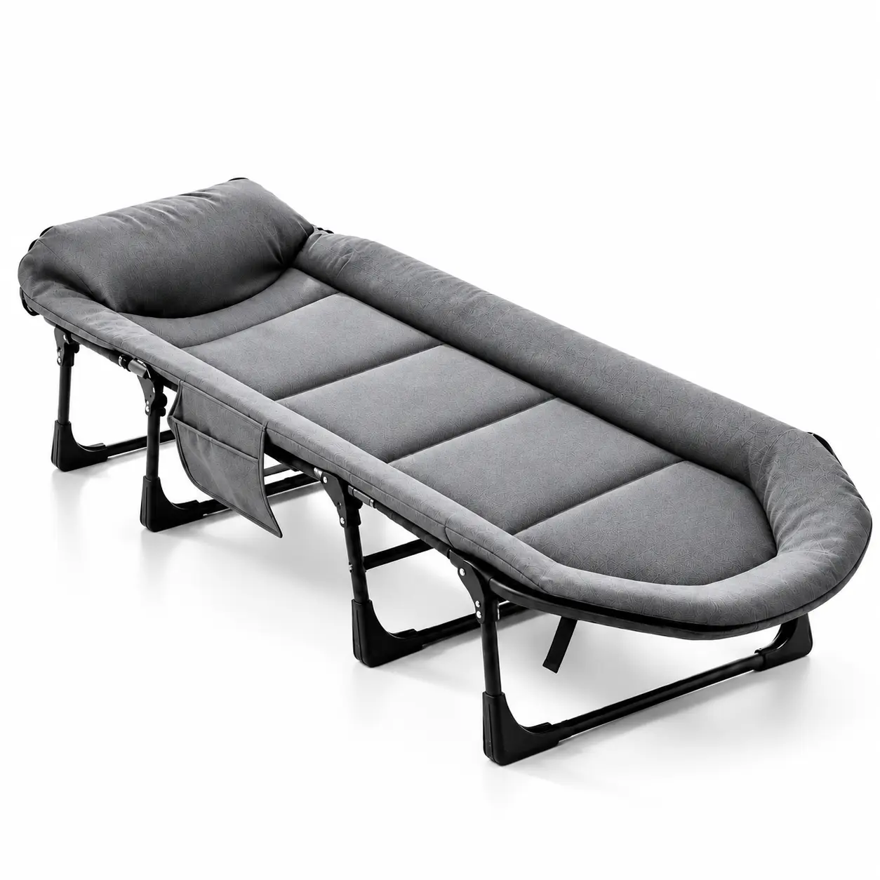 chaise couch  6-Position Adjustable Folding Bed with Plush Mattress & Pillow, Heavy-Duty Portable Camping Cot for Adults, Comfortable Office Nap Bed, Guest Bed for Home, Outdoor Travel, Foldable Steel Frame, Supports Up to 300LBS
