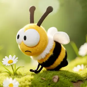 1pc Hypoallergenic Bee Plush Stuffed Animal - Silky-Soft - Cuddly with Hilarious Smiling & Surprised Face, Allergy-Friendly Nursery Decor, Birthday/Easter Gift for & (Yellow Bee)