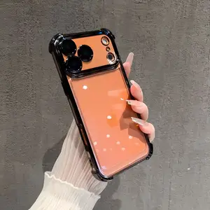 Four-Corner Anti-Fall Transparent Mobile Phone Case, Frame Electroplating, Mobile Phone Case With Anti-Fall Safety Pad, Suitable For 17 Pro Max Phone Case 17 Air 16 E 15 Plus 14 13 12 11 X XS ,Sturdy And Thickened Mobile Phone Case