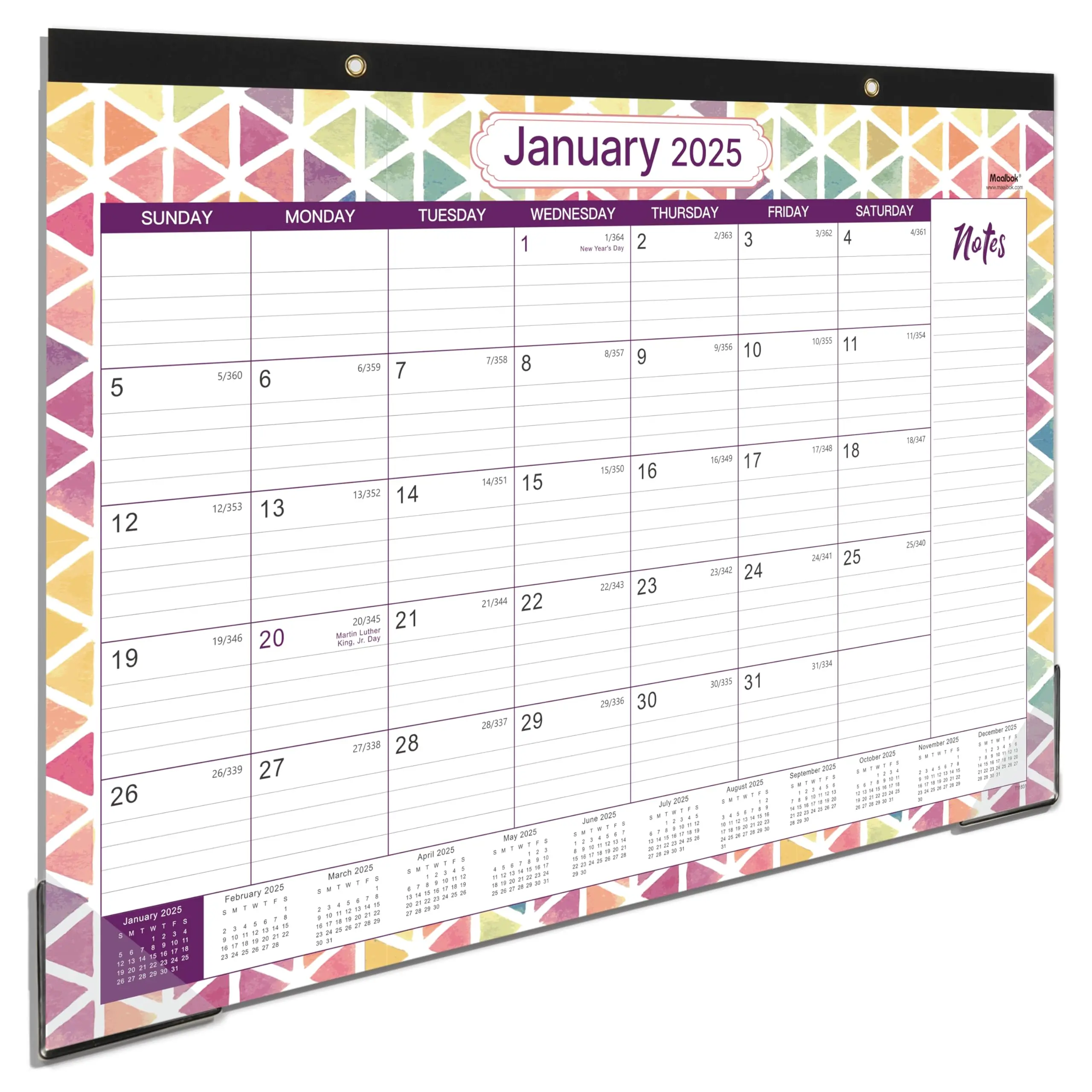 2025 Desk Calendar - January 2025 to December 2025 - Desk Calendar 2025 Large 17" x 12", Large Ruled Blocks, to-do List & Notes, Corner Protectors, Office Supplies Calendar for Planning