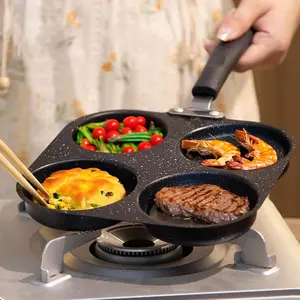4-in-1 Cast Iron Egg Cooker - Nonstick Single-Handle Frying Pan, Dishwasher Safe, Stovetop-Compatible Kitchen Tool for Pancakes, Eggs non-stick grill