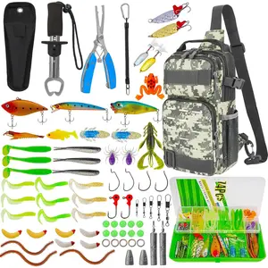 79 count Fishing Tool Kit, Fishing Backpack with Tackle Boxes Fishing Pliers Kit Fishing  Lure Gear Kit Include Fish Hook Remover, Fishing Lures, Lip Gripper
