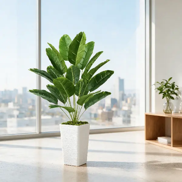 2.5FT Artificial Bird of Paradise Plant, Fake Tropical Palm Leaves Potted Plant, Faux Banana Leaf Tree, No Maintenance Indoor Floor Greenery Decor for Living Room Home Office Boho Decor