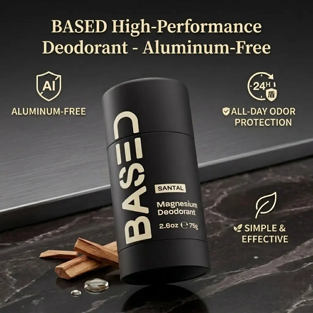BASED High Performance Aluminum-Free Deodorant, All-Day Odor Protection, Simple & Effective Formula