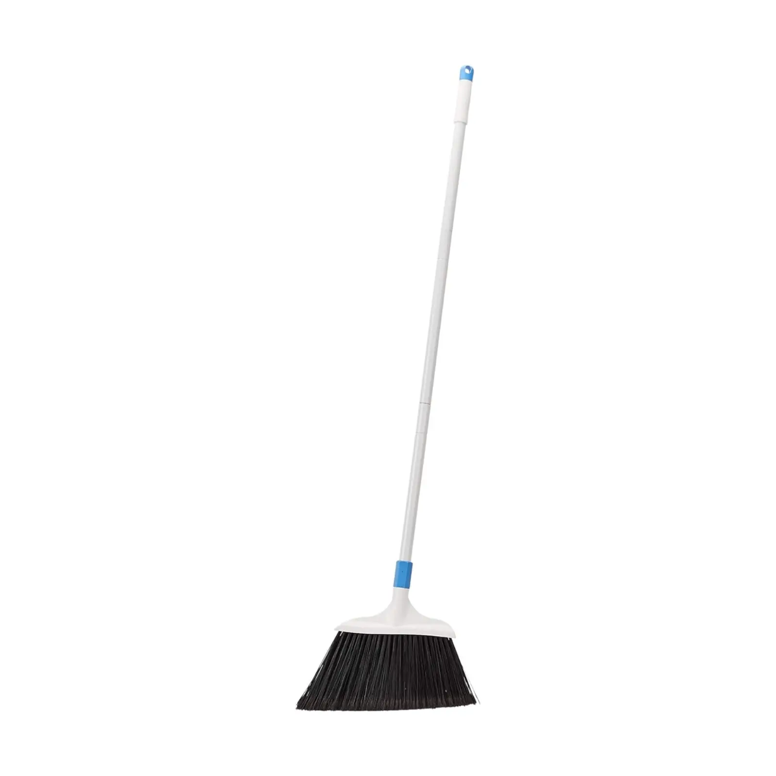 Amazon Basics Heavy Duty Push Broom with Stiff Bristles – Indoor & Outdoor Floor Cleaning Broom, Long Handle Garage Broom for Concrete, Driveways, Sidewalks, Patio, Deck, Warehouse & Commercial Cleaning, Blue & White