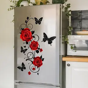 Rose & Butterfly Pattern Wall Sticker, 1 Count Self Adhesive Wall Decal, Decorative Sticker for Home Living Room Bedroom, Waterproof Stickers