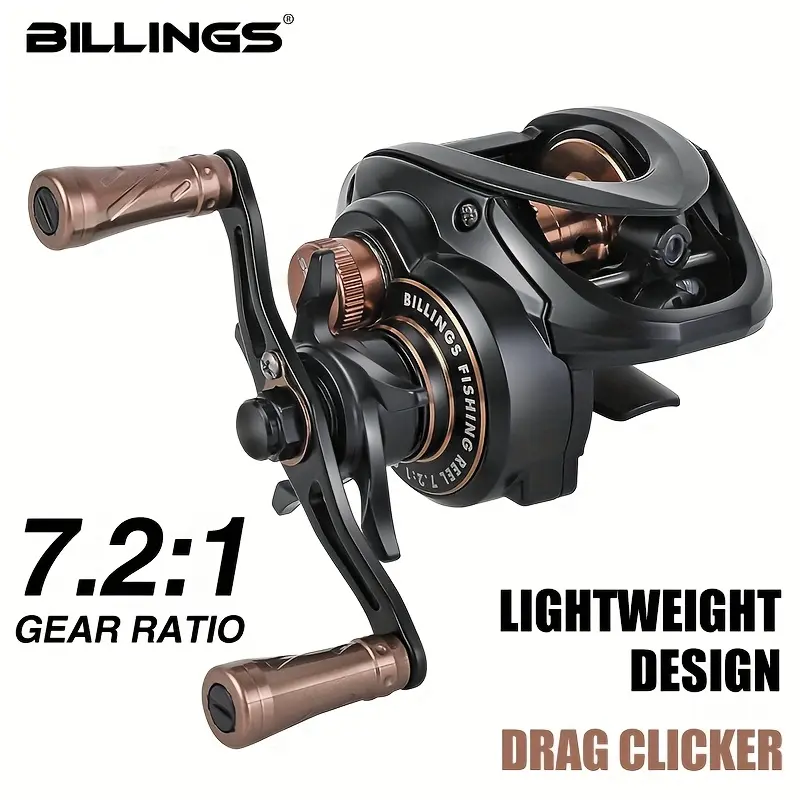 BILLINGS AX200 Series 7.2:1 Gear Ratio 13LB Max Drag Baitcasting Reel, 4+1 Ball Bearings, Smooth Fishing Reel for Freshwater Saltwater, Outdoor Fishing Accessories, Fishing Supplies, Fishing Gear Set, Fishing Equipment, Saltwater Casting Reels
