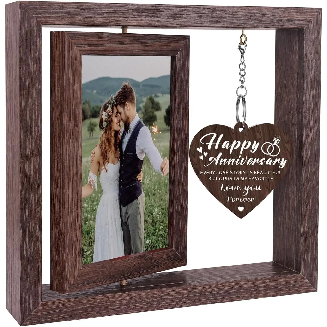 Happy Anniversary Picture Frame Gifts for Men Women, Anniversary Wedding  for Her Him Boyfriend Girlfriend Wife Husband Couple, Display Two 4x6 Photos