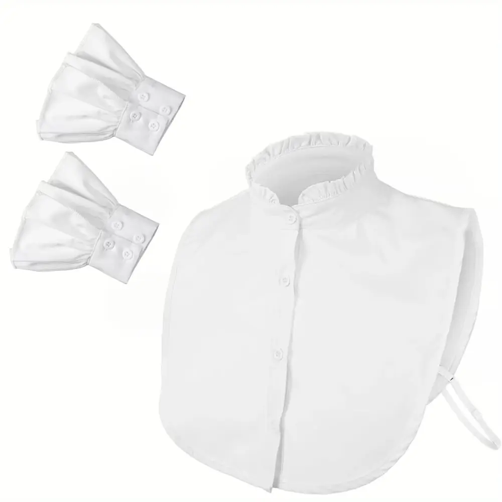 3pcs White Sleeve Cuffs Women, Versatile Shirt Cuff, Dickey Collar Blouse Half Shirts False Collar, Pleated Oversleeve, Detachable Shirt Wrist Cuff, Suit Sleeve Extender for Fake Collar Suit Blouse Costume Accessory