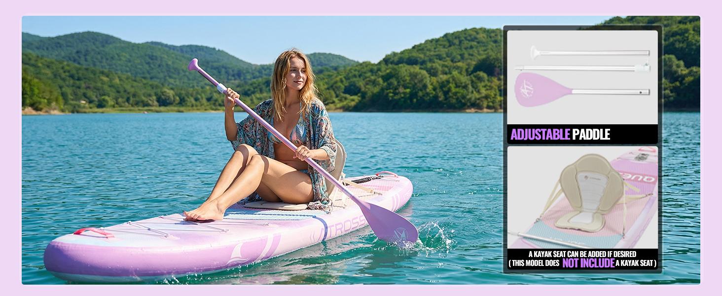 10'6''x33''Inflatable Stand Up Paddle Board, 400lbs Extra Wide Stand Up Paddleboard with Kayak Seat, Anti-Slip EVA Deck Premium SUP Accessories Kit, Non-Slip Stable Deck Boat