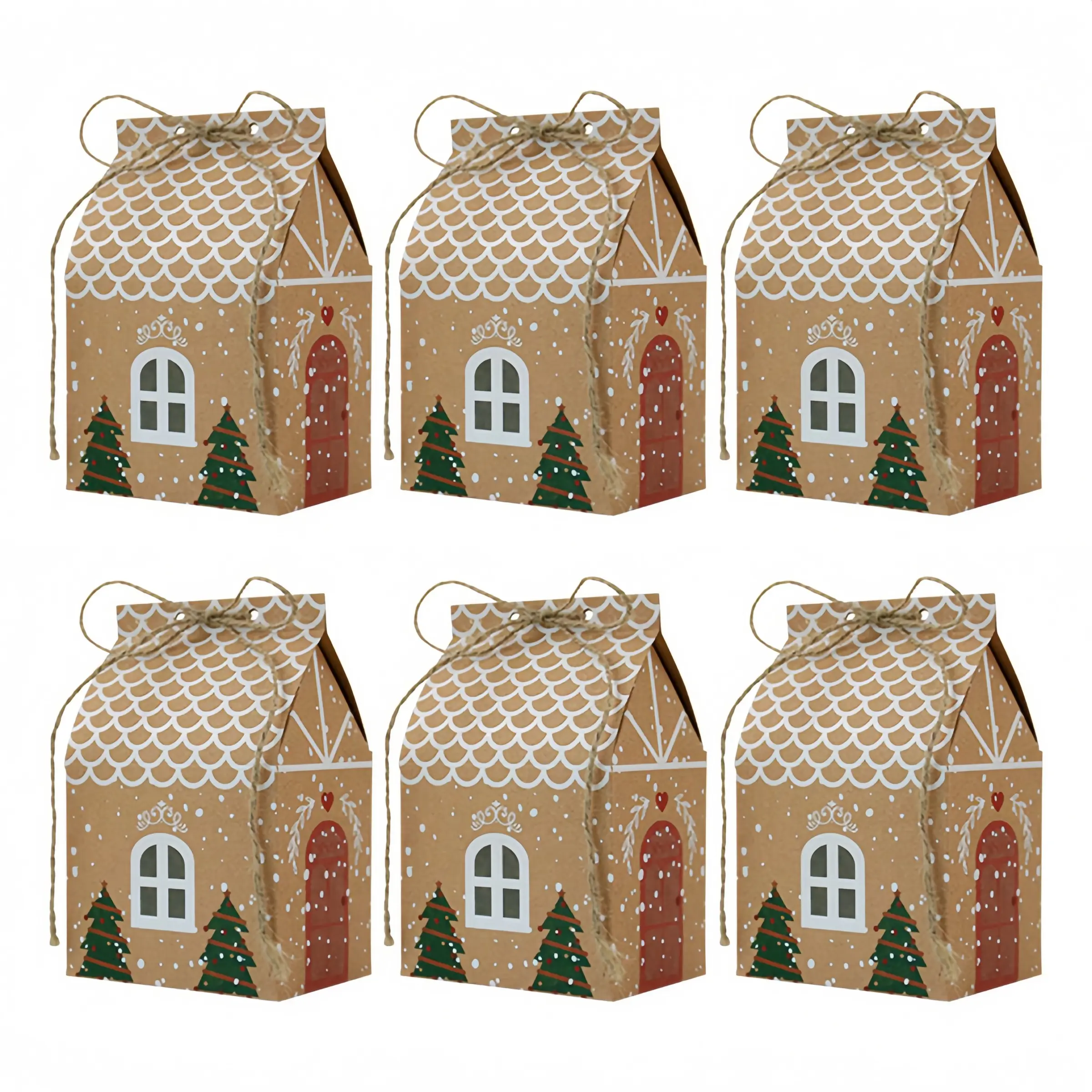 Christmas Gift Boxes Set, 10/30/50pcs Christmas Party Supplies, Party Gift Packs, Kraft Paper Holiday Decorations, Mini Candy & Cookie Containers