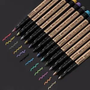 Marker Pen Set, 10pcs Metallic Marker Pen, Simple Portable Multi-purpose Marker Pen Set for School, Drawing, Writing, Journaling, Glitter Metallic Marker