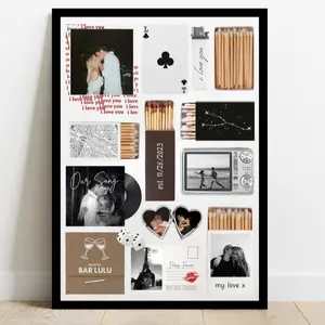 Editable Matchbook Poster Template, Blank Matchbook Template, Matchbox Art, Anniversary Gift, Custom Art Unframe