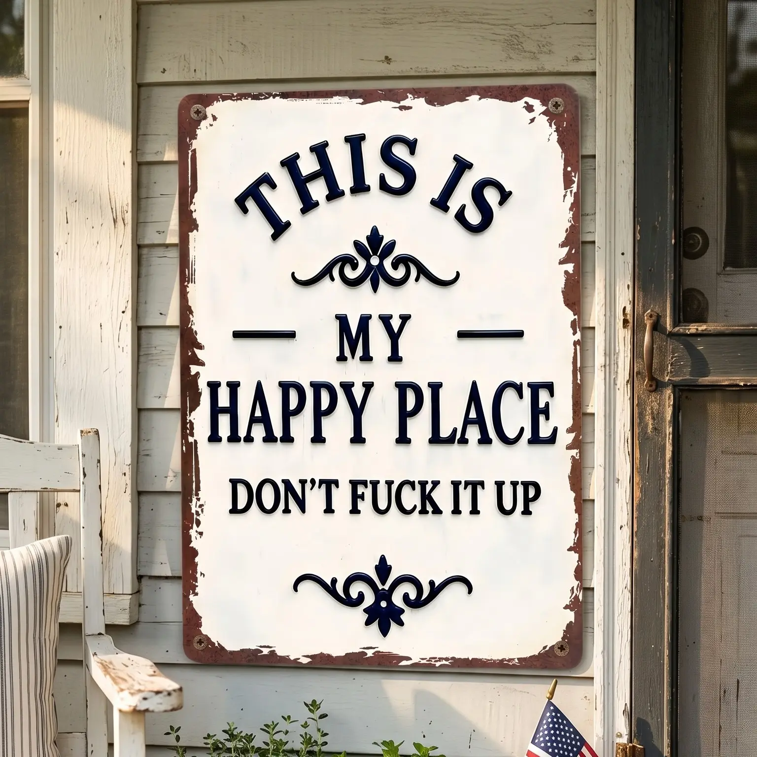 My Happy Place Dont Ruin The Fun Metal Sign, 8x12 Inch Rustic Aluminum Wall Art for Man Cave, Garage, Bedroom(Style F)