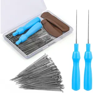 100Pcs Needle Felting Needles Needle Felting Tools Wool Felting Needles with 2 Single Needle Handle Storage Box Fingercots Needle Felting Supplies for Wool Felting Projects(S)