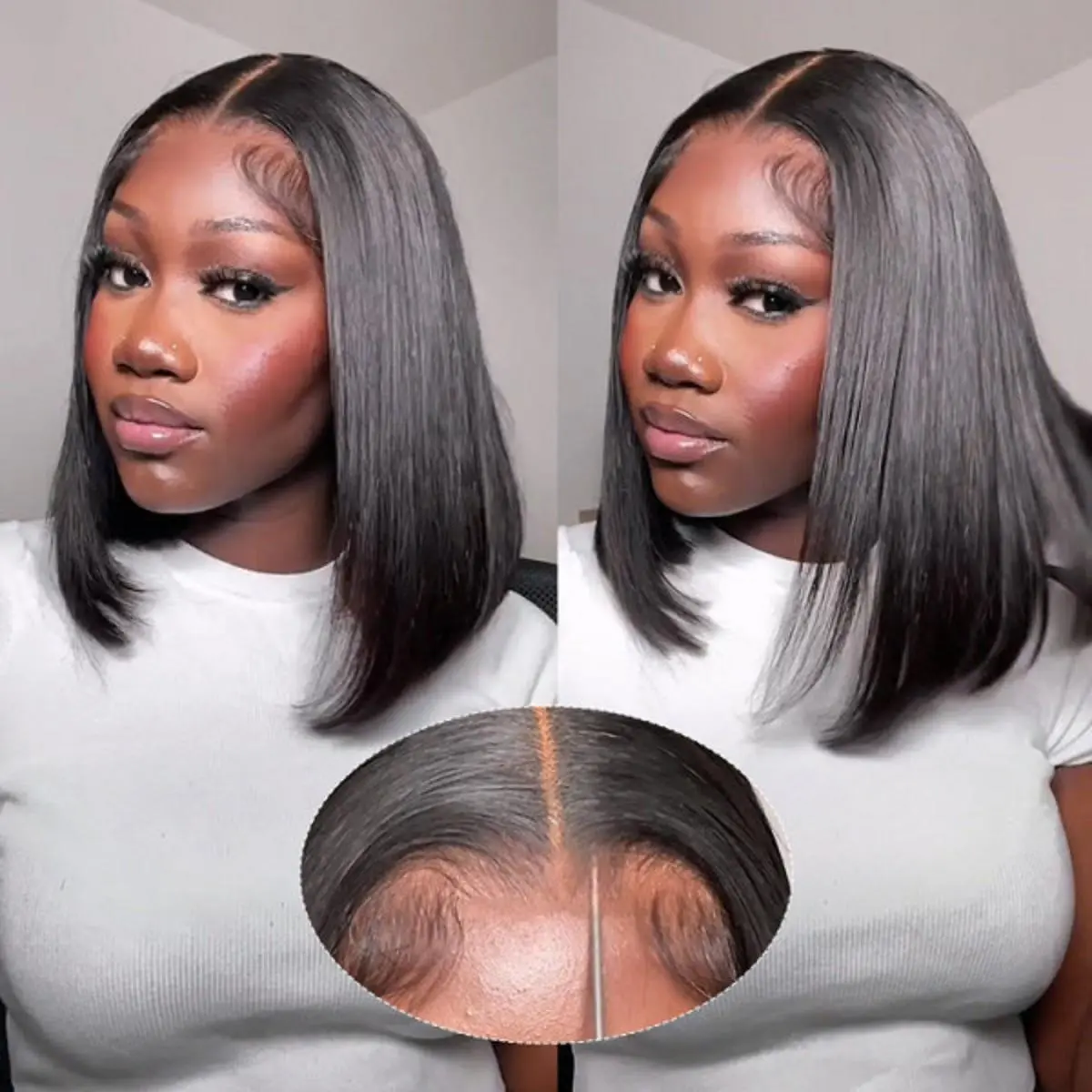 Wiggins Hair Ready And Go Bob Wigs Human Hair Straight Short Bob Wig Pre Cut 7x4 Lace Closure Wig 7x5 Pre-Bleached Pre-Plucked Glueless Wig