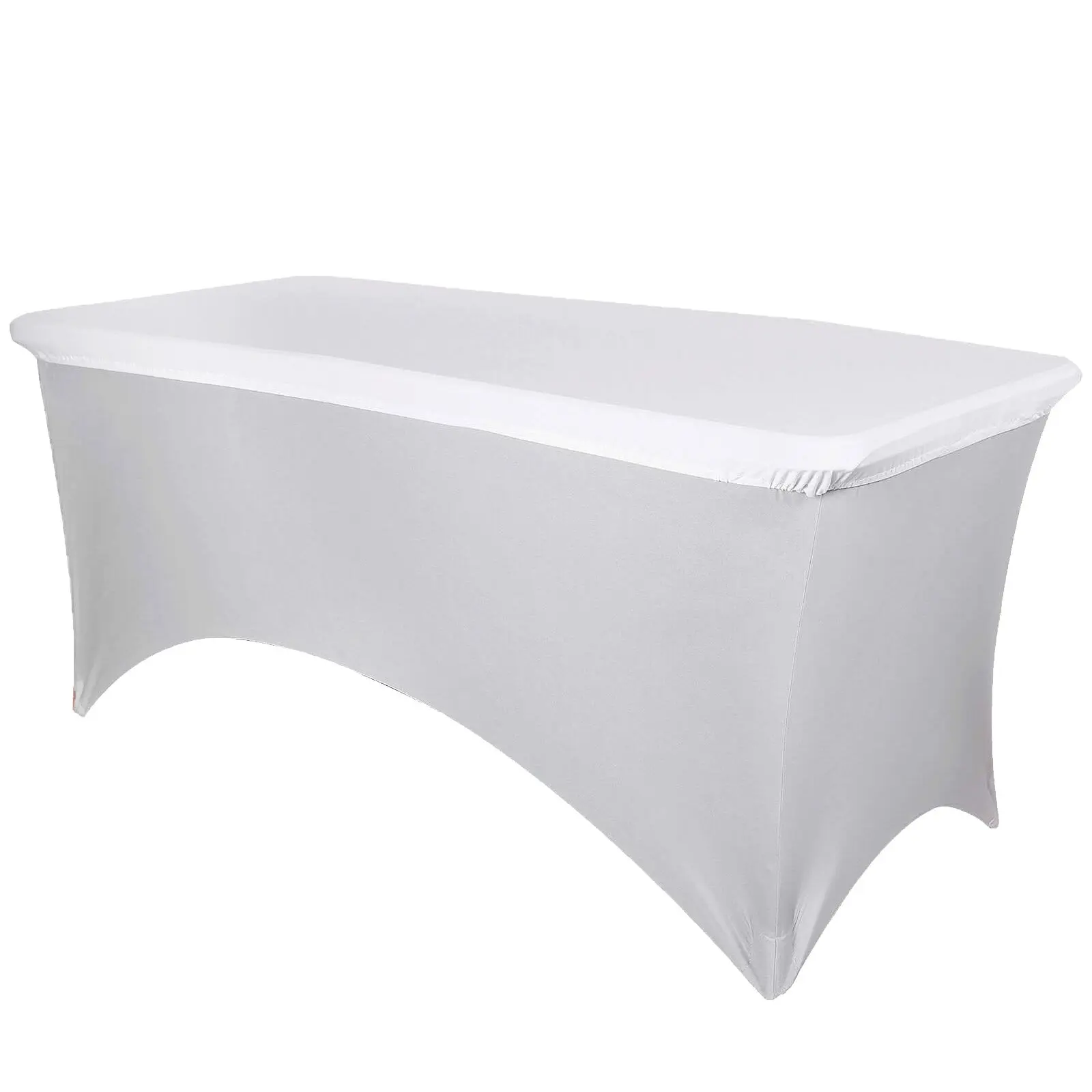 Solid White Stretch Spandex Tablecloth - 72"x30" Rectangle, Sleek Durable Top-Only Fit Spandex Table Covers for Baby Showers, Birthday, Anniversary, Home & Wedding Supplies