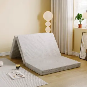 Ego 4 inch Tri Folding Memory Foam Mattress, Single Size Portable Guest Bed