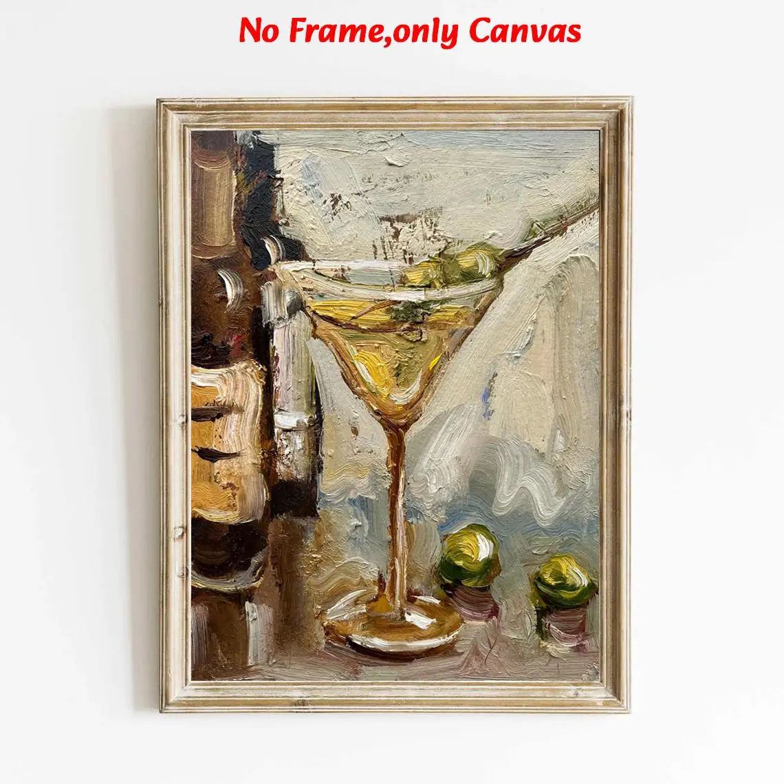 1 pc, wall art, Artwork, Artistic, vintage poster, Art Prints, dirty martini still life aesthetic, goblet champagne olive oil painting, kitchen decor, restaurant decor, bar decor, housewarming gift, unframed, Canvas Art And Prints For Walls