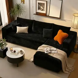 Oversized L-Shaped Cloud Couch with Right-Facing Chaise, Minimalist Modular Corduroy Sofa, Compressed Boneless Plush Pillow-Back, No Assembly Required, Couches for Living Rooms Decor & Additions, A Cloud Couch