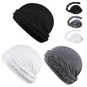 3 Packs Silk Satin Lined Halo Turban Head Wrap Pre Tied Skull Cap for Men Women Comfortable Sleeping Bonnet Hair Cover Stylish Chemo Hair Loss Hat