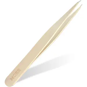 Pointed Tweezers for Women Facial Hair, Professional Stainless Steel Tweezers for Eyebrow, Chin Hair and Ingrown Hair Removal (Gold)