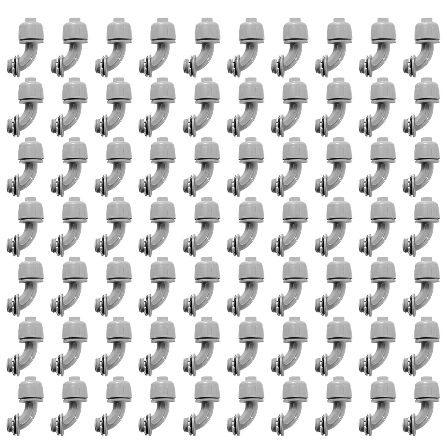 1/2-Inch Liquid Tight Connector 90-, for PVC Electrical Flexible Conduit Fittings NPT Non-Metallic Connectors, for  Outdoor Tubes Tools, UL Listed, Grey, 60-Pack