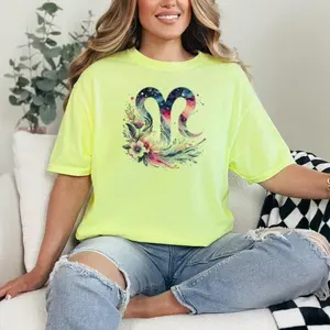 Capricorn T-Shirt Comfort Colors Summer Everyday Style Shirtsleeve love casual comfortable super soft relaxed fit unisex Sizing womenswear Streetwear  vintage Crewneck Printed Loose Graphic Floral Zodiac Sign, Astrology, birth sign, celestial, horoscope