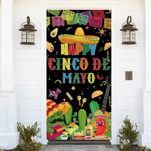 Cinco De Mayo Decorations Door Banner, Mexican Fiesta Birthday Photography Backdrop, Carnival Festival Holiday Party Supplies