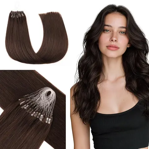 Hotbanana Human Hair Micro Link Extensions - 50G Natural Straight Hairpiece, Glueless Clip In Extensions, Invisible Short Chic Hair Replacement, 14-24In (18In Option at 29.5) for Summer Hairstyles,sohochic