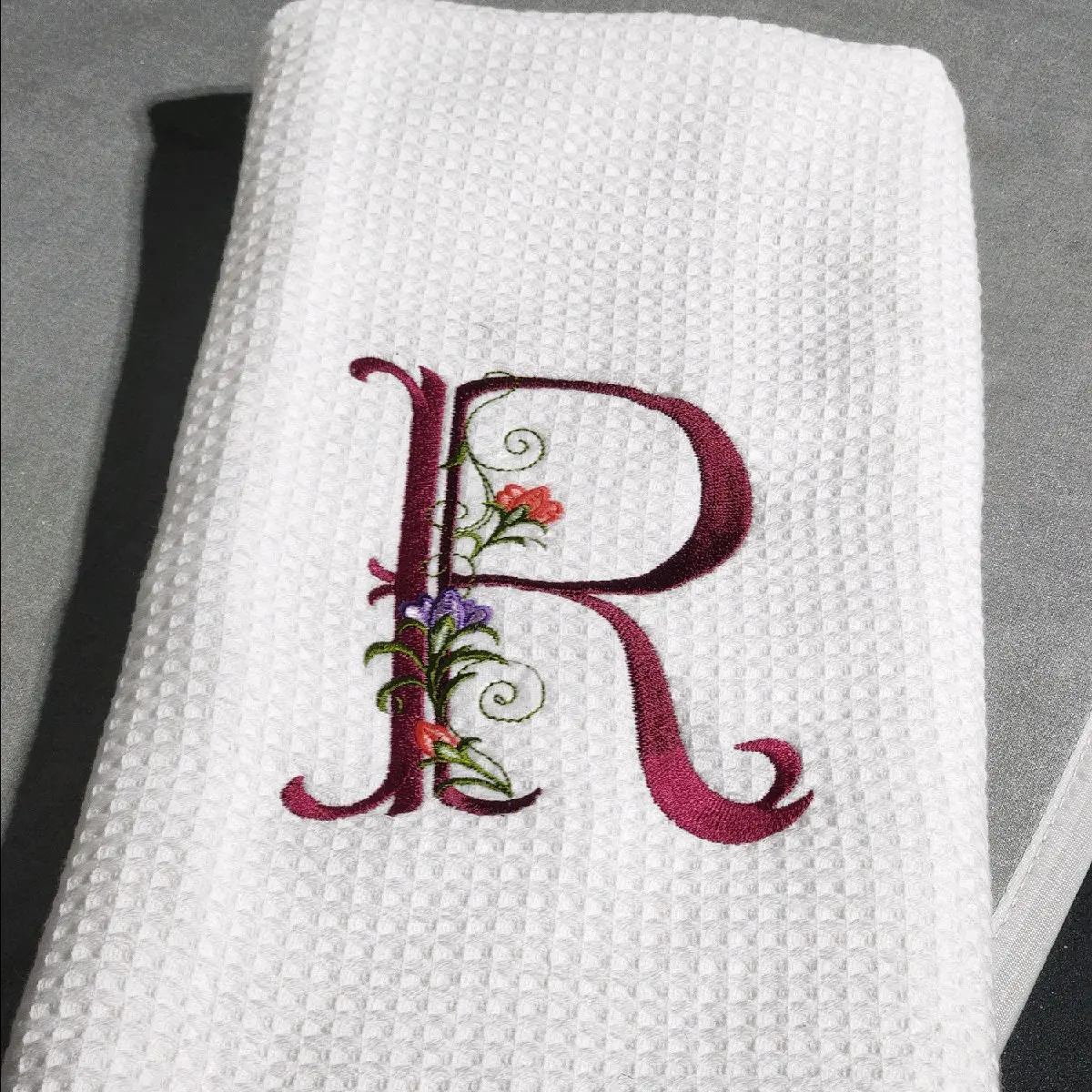 embroidery monogram kitchen towel