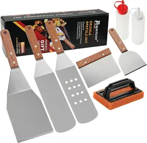 ROMANTICIST 8pcs Professional Griddle Accessories Kit - Heavy Duty Stainless Steel Grill Spatula Set for Grill Griddle Hibachi Flat Top Outdoor Cooking kitchen gadgets kitchen accessories grills kitchen supplies