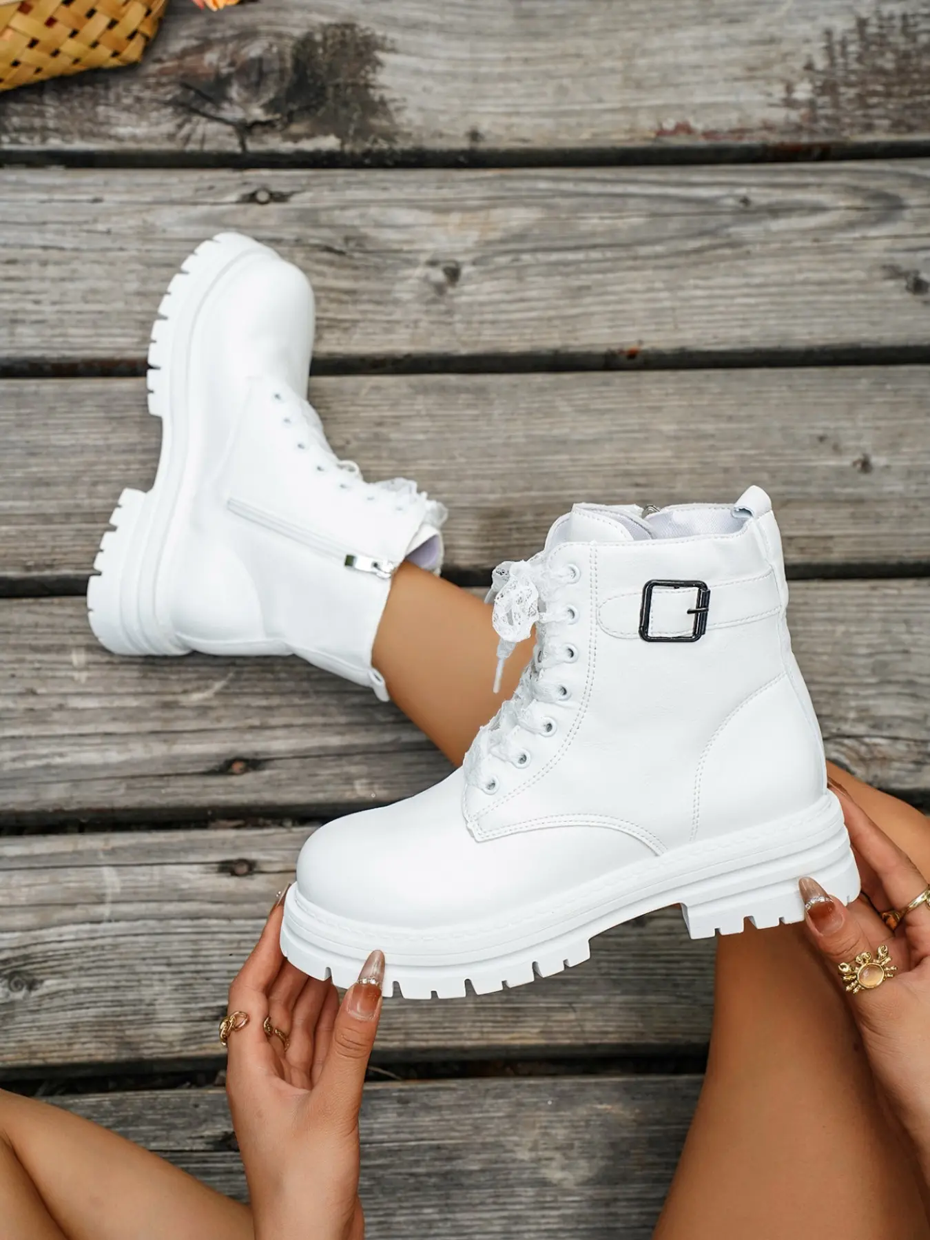and Lace-Up Boots, Thick Sole Height-Boosting Design, Sweet Cool Style, Daily Wear Women's Short Boots, Western Ankle Boots, All Match Boots, Trendy Boots, Footwear