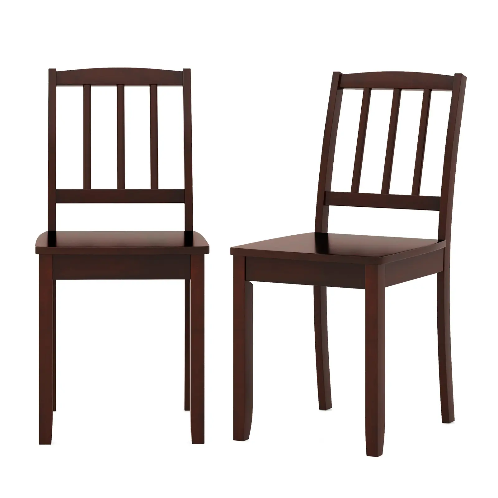 COSTWAY - Wood Dining Chair Set of 2 with Rubber Wood Legs-Brown COSTWAY - Wood Dining Chair Set of 2 with Rubber Wood Legs-Brown