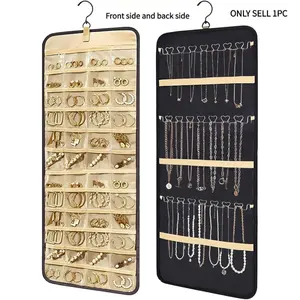 Jewelry Storage Bag, 1 Count Double Sided Jewelry Organizer, Dustproof Durable Storage Organizer Jewelry Storage Bag for Earrings, Bracelet, Necklace, Ring, Home Organizer, Jewelry Storage Unit