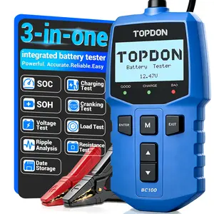 TOPDON BC100 12V Car Battery Tester - 100-2000 CCA Safe Automotive Load Tester, 2026 Upgraded Alternator & Charging Cranking System Diagnostic Tool for Cars, Trucks, Motorcycles