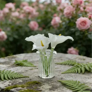 Handmade glass flower ornament, pure white horseshoe lotus bottle set, glass immortal simulation bouquet, suitable for desktop, car, bookshelf, Christmas decoration, high-end texture, ideal gift choice