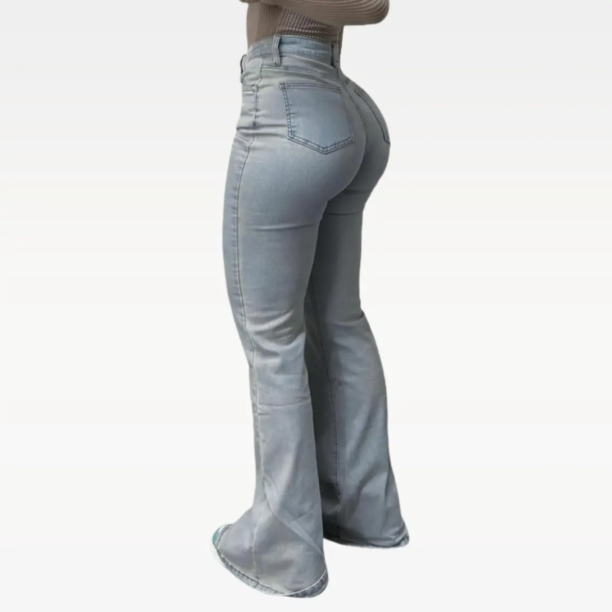 Verve Vogatiques BlueMoment High Waisted Flare Leg Baggy Jean for Women Stretch Denim Pants M042707 Bootcut Jeans BBL Tummy Control Curve Hugging