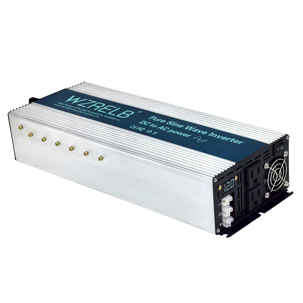 WZRELB SE-4000 4000W Energy Efficient Inverter - 8000W Peak, 12v/24v/36v/48vDC to 110/120vac 60hz, LCD Display, 2 US Sockets Included, 7AWG Battery Cables, Manual, Short Circuit/Overload Protection, for Off Grid Home/Emergency Kits, Home Solar Inverter
