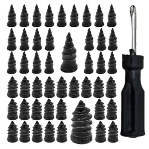 60PCS(30*5.3mm+30*3.8mm)+SCREWDRIVER Tire Repair Rubber Nails Kit with 2 Sizes for Car/Motorcycle/Truck/Tractor, Fast Self-service Screw Rubber Nail Vacuum Tire Puncture Repair Tool