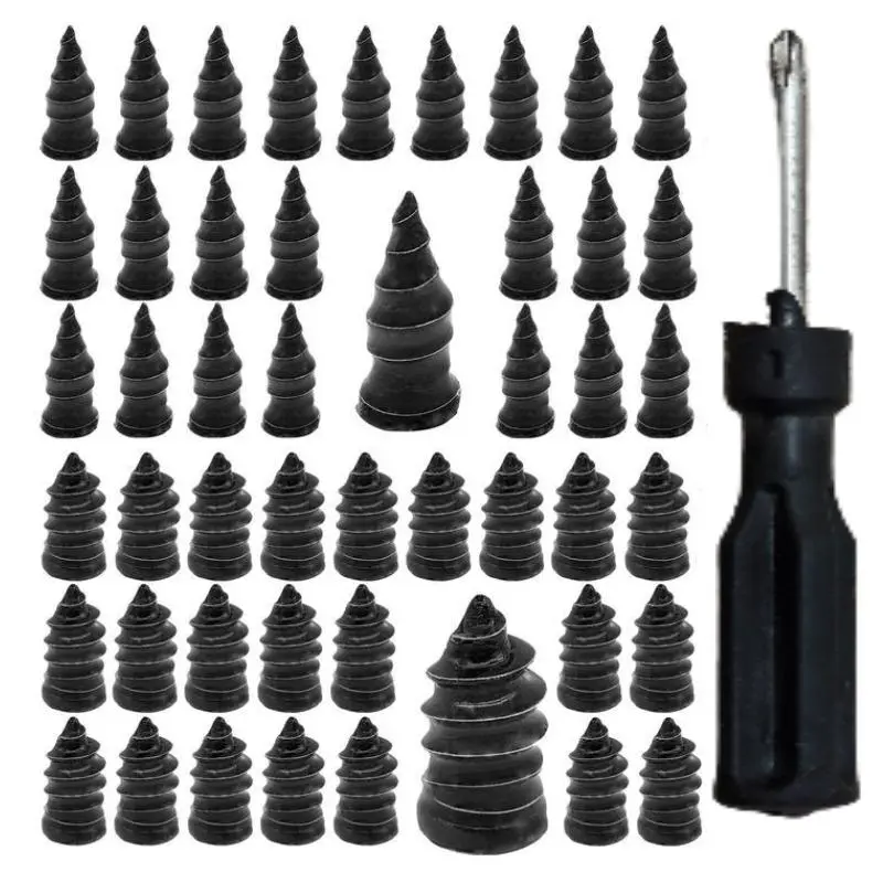 60PCS(30*5.3mm+30*3.8mm)+SCREWDRIVER Tire Repair Rubber Nails Kit with 2 Sizes for Car/Motorcycle/Truck/Tractor, Fast Self-service Screw Rubber Nail Vacuum Tire Puncture Repair Tool