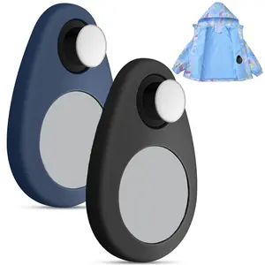 2-Pack SecureTag Airtag Holder (soft) - GPS Tracking Case, Suitable for Kids, Elderly, Pets, Backpacks, Luggage (Navy Blue, Black, White)