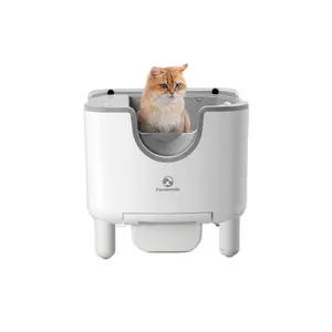 Furoomate PCT010 Self cieaning Litter Box(Large)，1 cat 7 days，Open-Top Automatic Cat Litter Box, Kitten Litter Box, Easy Maintenance, With Built-in Safety Features And Odor Control，Includes Trash Bags