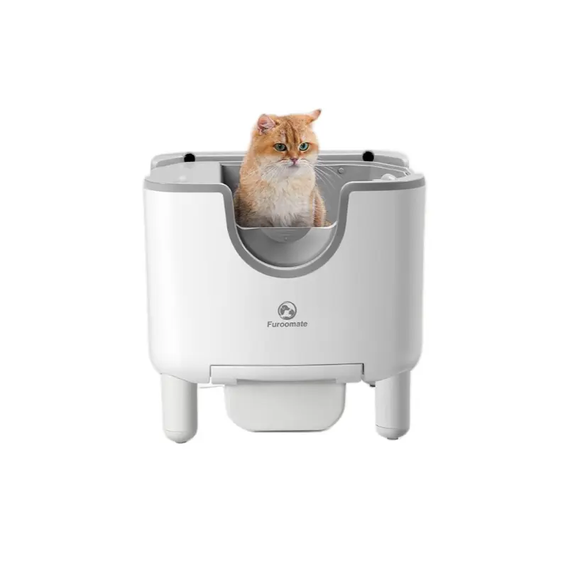 Furoomate PCT010 Self cieaning Litter Box(Large)，1 cat 7 days，Open-Top Automatic Cat Litter Box, Kitten Litter Box, Easy Maintenance, With Built-in Safety Features And Odor Control，Includes Trash Bags