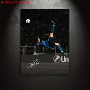 1 piece/set of frameless canvas print posters, classic realistic art, football star overhead kick, perfect gift for sports and culture enthusiasts, ideal gift for bedroom, living room, kitchen, dormitory corridor, mural, wall decoration, room decoration
