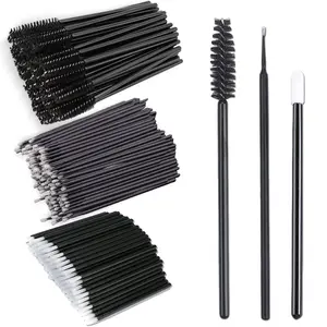 Easter Gift 200Pcs Eyelash Extension Kit – Black Lash Spoolies, Mascara Wands, Lip Brushes & Disposable Micro Swab Applicators for Lash Extensions & Brow Lamination