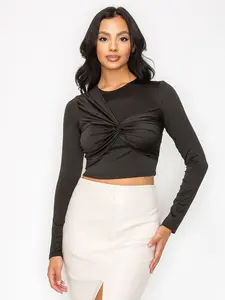 Women's Twisted Long Sleeve Crop Top