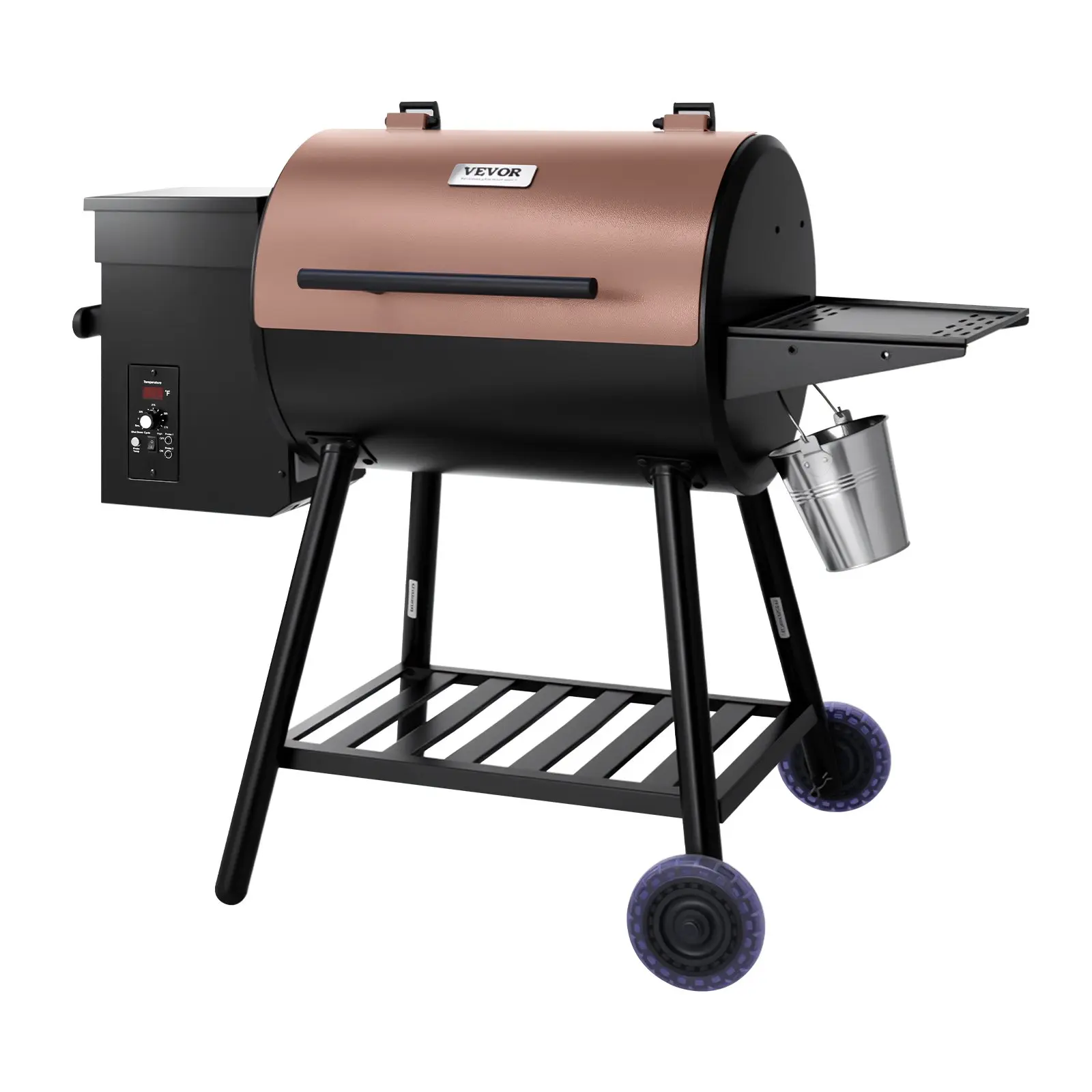 【Summerfinds】VEVOR Wood Pellet Grill Smoker, 8 in 1 BBQ Grills for Outdoor Cooking, 456 Square Inches Cook Area Electric Grill and Smoker, with Digital Controller, Meat Probe, 500 ° F Max Temperature, Black