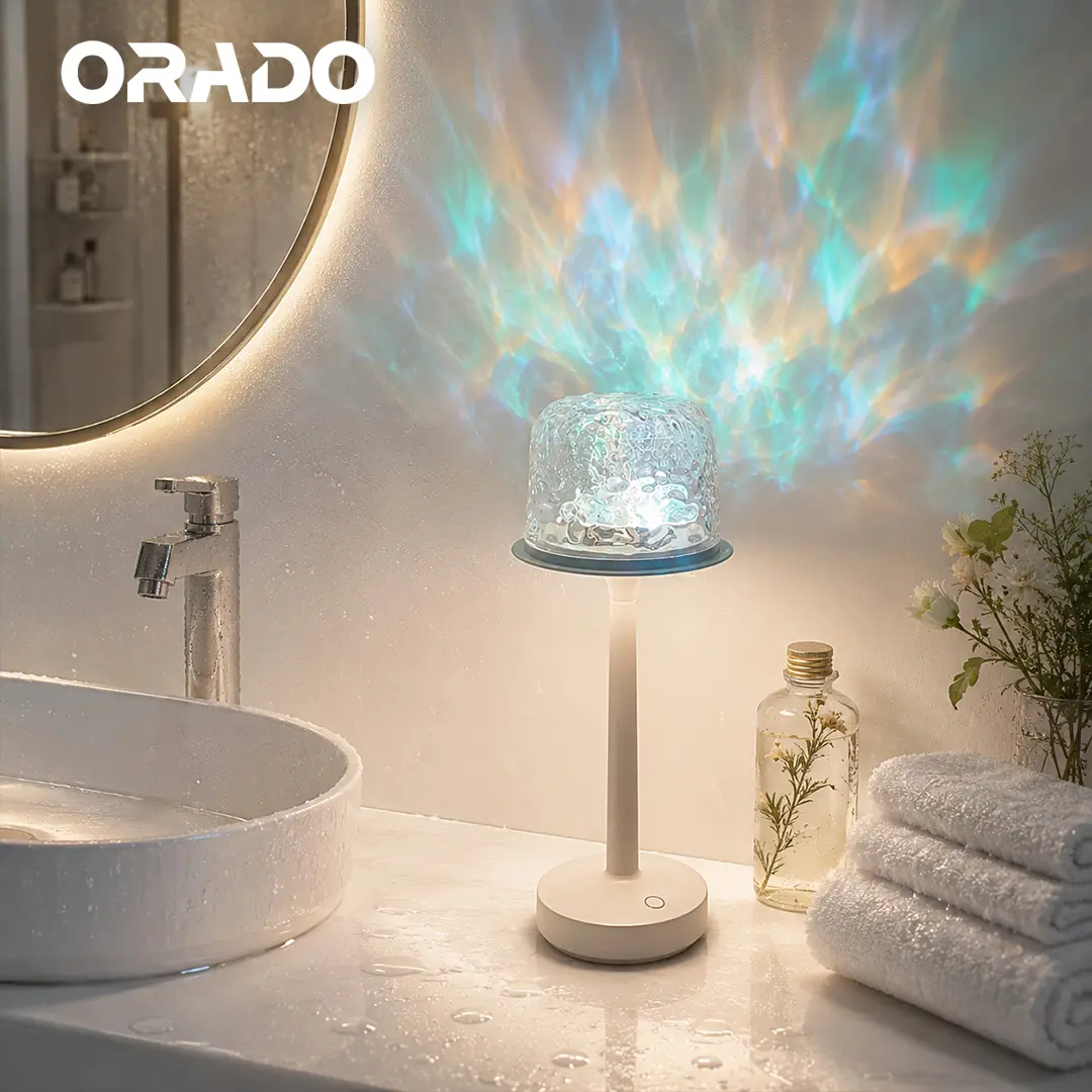 ORADO Unisex Aurora Ocean Wave Water Ripple Ambient LED Table Lamp - IP64 Waterproof, 16-Color Mood Lighting with Controller, Romance-Focused Book Light for Aesthetic Room Decor, Bedroom Relaxation